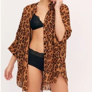 Free People Intimately leopard print wake up shirt - size xs